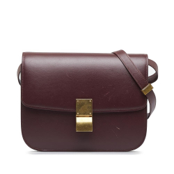 Celine B Celine Red Burgundy Calf Leather Medium skin Classic Box France