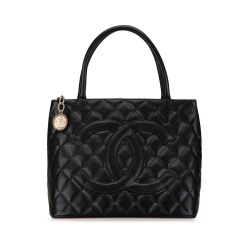 Chanel AB Chanel Black Caviar Leather Leather Caviar Medallion Tote France