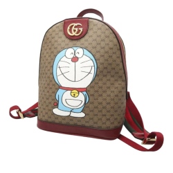 Gucci AB Gucci Brown Beige Coated Canvas Fabric Micro GG Supreme Doraemon Backpack Italy