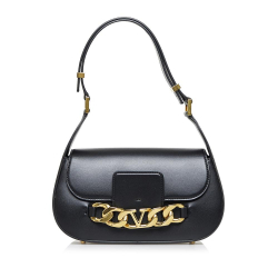 Valentino AB Valentino Black Calf Leather Vlogo Chain Shoulder Bag Italy