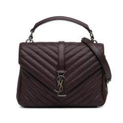 Saint Laurent B Saint Laurent Red Bordeaux Calf Leather Medium Matelasse College Satchel Italy