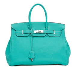 Hermès AB Hermès Blue Turquoise Calf Leather Togo Birkin Retourne 35 France