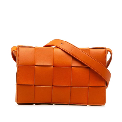 Bottega Veneta B Bottega Veneta Orange Calf Leather skin Intrecciato Cassette Crossbody Italy