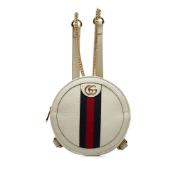 Gucci B Gucci White Calf Leather Mini Ophidia Round Backpack Italy