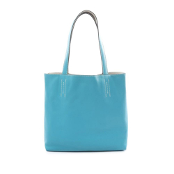 Hermès AB Hermès Blue Turquoise with Gray Light Gray Calf Leather Clemence Double Sens 28 France