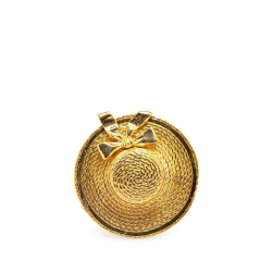 Chanel B Chanel Gold Gold Plated Metal Straw Hat Brooch France