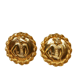 Chanel B Chanel Gold Gold Plated Metal Mademoiselle Clip on Earrings France