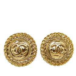 Chanel AB Chanel Gold Gold Plated Metal CC Clip On Earrings France