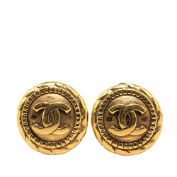 Chanel AB Chanel Gold Gold Plated Metal CC Clip On Earrings France