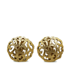 Chanel B Chanel Gold Gold Plated Metal CC Clip-on Earrings France