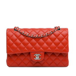 Chanel AB Chanel Red Lambskin Leather Leather Medium Classic Lambskin Double Flap Italy