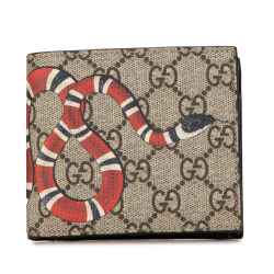 Gucci B Gucci Gray Coated Canvas Fabric GG Supreme King Snake Small Wallet Italy