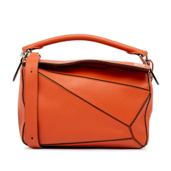 Loewe B LOEWE Orange Calf Leather Small Puzzle Bag Spain