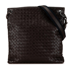 Bottega Veneta B Bottega Veneta Brown Dark Brown Calf Leather Intrecciato Crossbody Italy