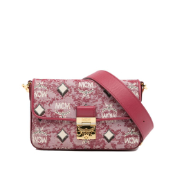 MCM AB MCM Red Canvas Fabric Vintage Jacquard Monogram Crossbody Korea, South