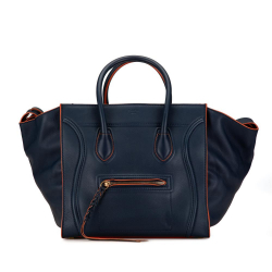 Celine B Celine Blue Navy Calf Leather Medium Phantom Luggage Italy