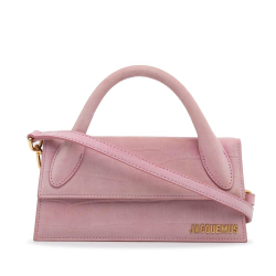 Jacquemus B Jacquemus Pink Light Pink Calf Leather Embossed Le Chiquito Long Italy