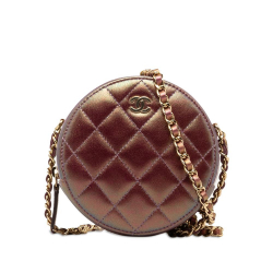 Chanel AB Chanel Purple Lambskin Leather Leather Iridescent Lambskin Round Crossbody Italy