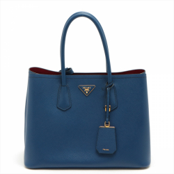 Prada Double Saffiano Leather 2-Ways Tote Bag Blue