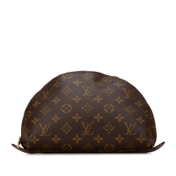 Louis Vuitton B Louis Vuitton Brown Monogram Canvas Canvas Monogram Trousse Demi Ronde Cosmetic Pouch France