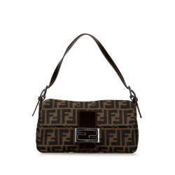 Fendi B Fendi Brown Canvas Fabric Zucca Baguette Italy