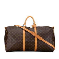 Louis Vuitton B Louis Vuitton Brown Monogram Canvas Canvas Monogram Keepall Bandouliere 60 France