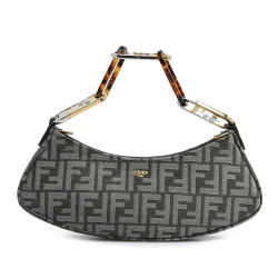 Fendi A Fendi Gray Canvas Fabric Zucca O'lock Swing Satchel Italy