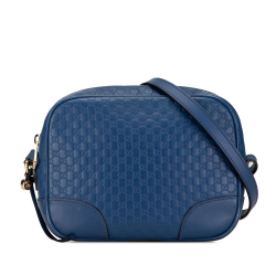 Gucci B Gucci Blue Calf Leather Mini Microguccissima Bree Crossbody Italy