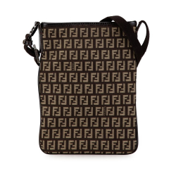 Fendi B Fendi Brown Dark Brown Canvas Fabric Zucchino Crossbody Italy