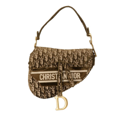 Christian Dior AB Dior Brown Velvet Fabric Oblique Saddle Bag Italy