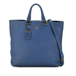 Prada B Prada Blue Calf Leather Vitello Daino Satchel Italy