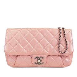 Chanel B Chanel Pink Calf Leather Medium Quilted skin Coco Pleats Chain Flap Italy