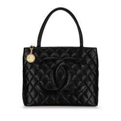 Chanel AB Chanel Black Caviar Leather Leather Caviar Medallion Tote France