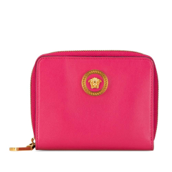 Versace B Versace Pink Dark Pink Calf Leather Medusa Small Wallet Italy