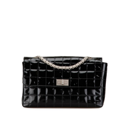 Chanel B Chanel Black Patent Leather Leather Patent Choco Bar Reissue Chain Flap France