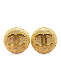 Chanel AB Chanel Gold Gold Plated Metal CC Clip On Earrings France