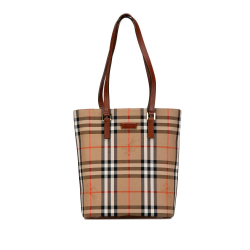 Burberry B Burberry Brown Beige Canvas Fabric Haymarket Check Tote United Kingdom