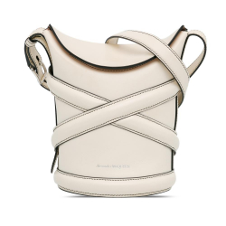 Alexander McQueen B Alexander McQueen White Calf Leather The Curve Bucket Bag Italy