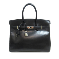 Hermès B Hermès Black Calf Leather Box Birkin Retourne 35 France