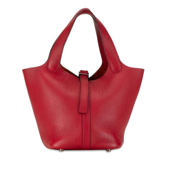 Hermès B Hermès Red Dark Red Calf Leather Clemence Picotin 18 France