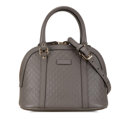 Gucci B Gucci Gray Calf Leather Mini Microguccissima Dome Satchel Italy