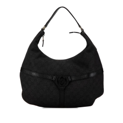 Gucci B Gucci Black Canvas Fabric GG Reins Hobo Bag Italy