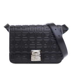 Givenchy AB Givenchy Black Calf Leather Medium 4G Embossed Crossbody Italy