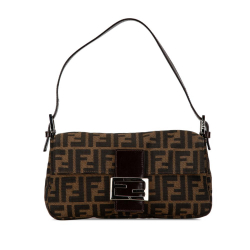 Fendi B Fendi Brown Canvas Fabric Zucca Baguette Italy