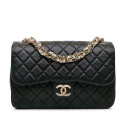 Chanel AB Chanel Black Lambskin Leather Leather CC Quilted Lambskin Westminster Pearl Flap Italy