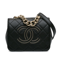 Chanel AB Chanel Black Lambskin Leather Leather Quilted Lambskin Studded Beauty Begins Flap Italy