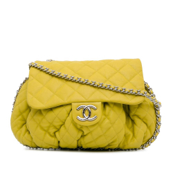 Chanel AB Chanel Yellow Lambskin Leather Leather Large Lambskin Chain Around Flap Italy