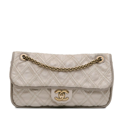 Chanel AB Chanel Brown Light Beige Calf Leather Medium CC skin Triptych Flap Italy