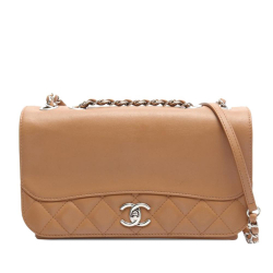 Chanel AB Chanel Brown Camel Calf Leather Small skin Tramezzo Flap Italy