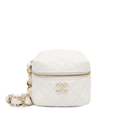 Chanel AB Chanel White Ivory Lambskin Leather Leather CC Cube Zip Wristlet Clutch France